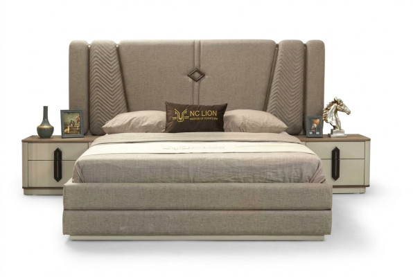 Lit Table de chevet Ensemble de chambre à coucher 3 pièces Design élégant Lits de luxe modernes