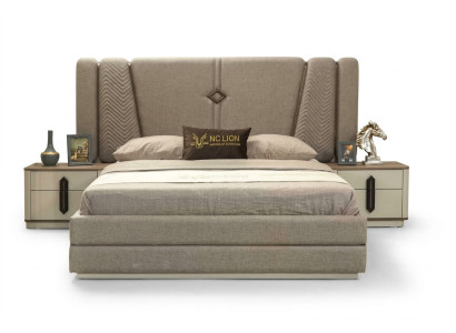 Lit Table de chevet Ensemble de chambre à coucher 3 pièces Design élégant Lits de luxe modernes