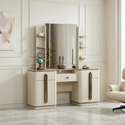 Coiffeuse Miroir Console Tables de maquillage Consoles de luxe Bois neuf