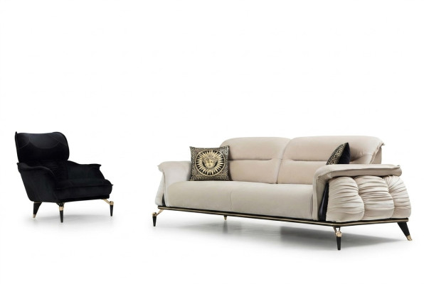 Ensemble de salon de luxe 2 pièces canapé 3 places avec fauteuil design moderne canapé