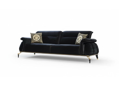 Canapé 3 places noir Chesterfield Mobilier de designer Canapés de salon de luxe