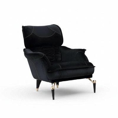 Fauteuil parfaitement moelleux pour le salon Couleur noir Nouveau Textile de meuble de luxe.