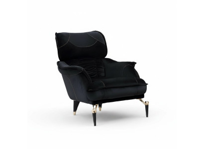 Fauteuil parfaitement moelleux pour le salon Couleur noir Nouveau Textile de meuble de luxe.