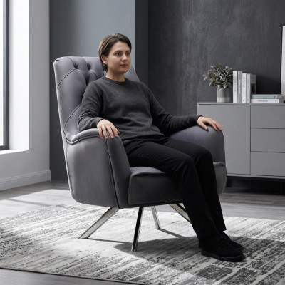 Fauteuil Canapé Design Canapé Canapé Tissu Rembourrage Siège Luxe Gris nouveau
