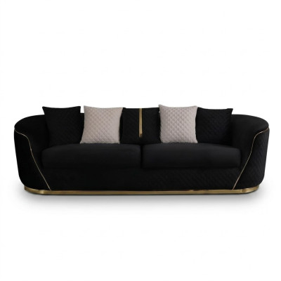 Designer Canapé 3 places en bois de luxe Tissu Mobilier rembourré Canapé Tissu