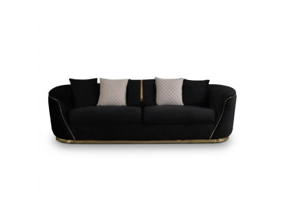 Designer Canapé 3 places en bois de luxe Tissu Mobilier rembourré Canapé Tissu