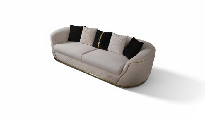 Canapé 3 places Canapés Design Revêtement Blanc Textile Relax Moderne 235cm