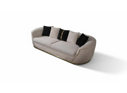 Canapé 3 places Canapés Design Revêtement Blanc Textile Relax Moderne 235cm