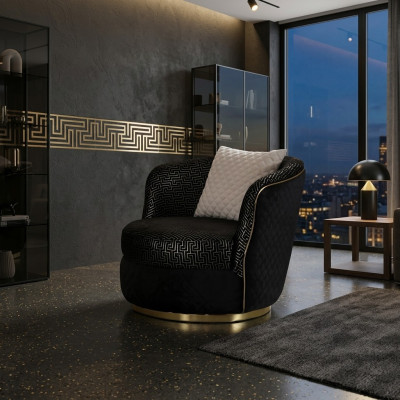 Fauteuil design 1 place en tissu luxueux Noir Luxe