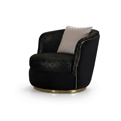 Fauteuil design 1 place en tissu luxueux Noir Luxe