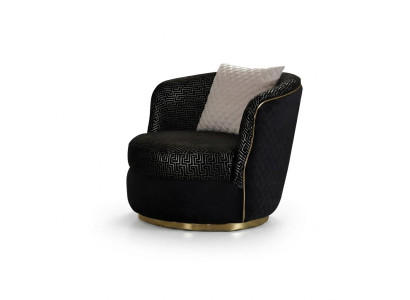 Fauteuil design 1 place en tissu luxueux Noir Luxe