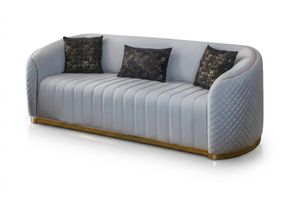 Canapé de luxe Salon moderne Trois places Mobilier Canapé 3 places Bois Textile