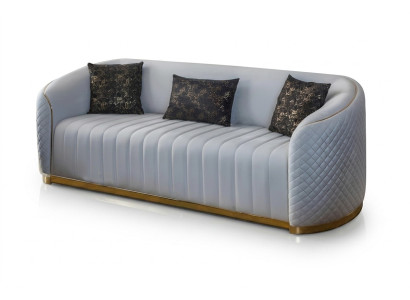 Canapé de luxe Salon moderne Trois places Mobilier Canapé 3 places Bois Textile
