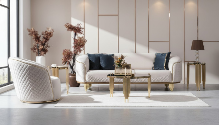 Ensemble de canapé 2 pièces Canapé de salon 3 places Fauteuil Design moderne Canapé