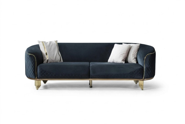 Canapé moderne neuf 3 places Canapé rembourré Design de siège en textile bleu Sofa