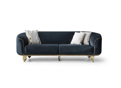 Canapé moderne neuf 3 places Canapé rembourré Design de siège en textile bleu Sofa