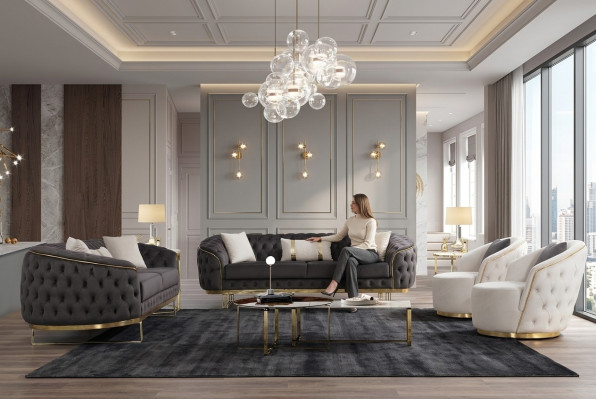 Ensemble de canapé luxueux 4 pièces 3+3+1+1 canapé fauteuils mobilier canapé salon