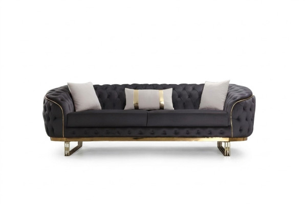 Canapé design 3 places en tissu Canapé Chesterfield brun à capitons