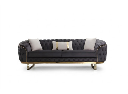 Canapé design 3 places en tissu Canapé Chesterfield brun à capitons