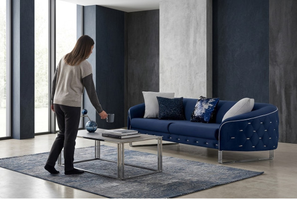 Canapé designer 3 places Canapé Chesterfield Canapé Rembourrage Canapés Design Bleu