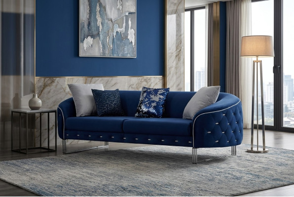 Canapé designer 3 places Canapé Chesterfield Canapé Rembourrage Canapés Design Bleu