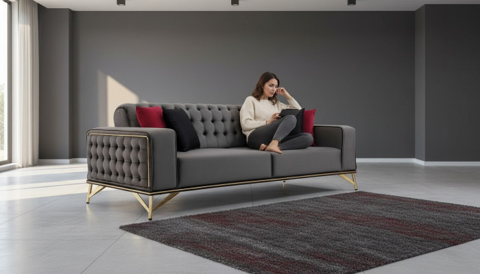 Canapé design 3 places Chesterfield Canapé Rembourrage Canapés Design Marron