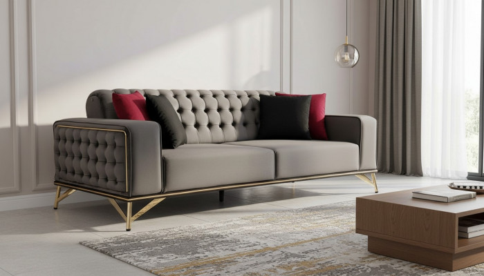Canapé design 3 places Chesterfield Canapé Rembourrage Canapés Design Marron