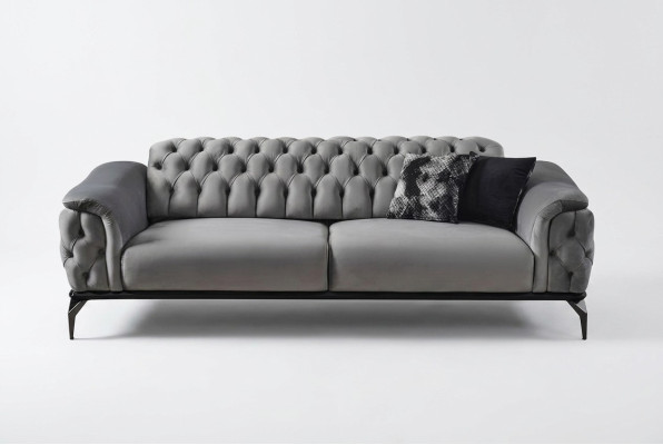 Canapé design 3 places Chesterfield Canapé Tissu canapés design Coussin de siège gris