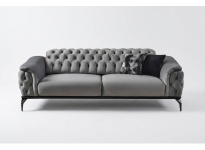 Canapé design 3 places Chesterfield Canapé Tissu canapés design Coussin de siège gris