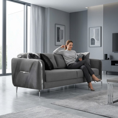 Canapé de luxe Trois places Tissu d'ameublement moderne 3 places Salon 235cm