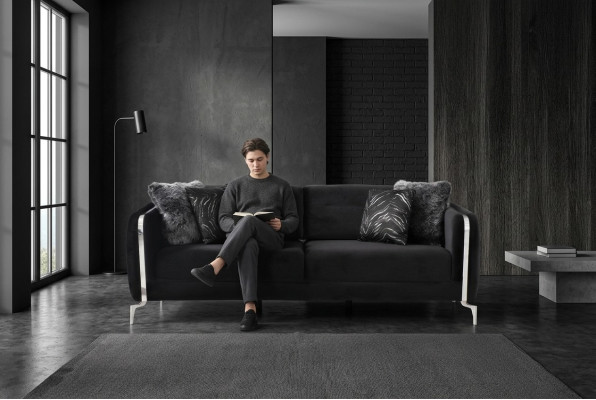 Canapé design 3 places grand canapé Rembourrage canapés Design Meubles en velours noir