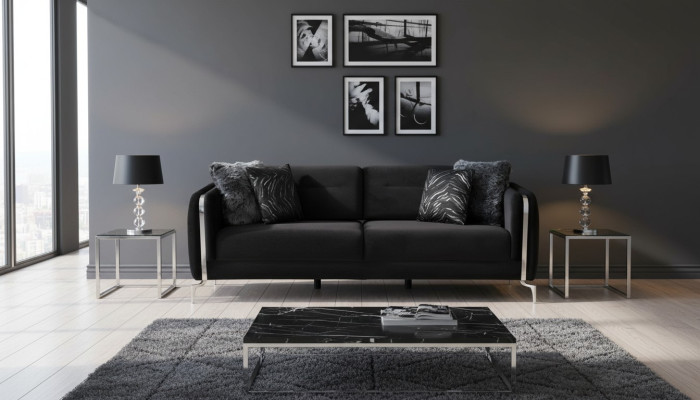Canapé design 3 places grand canapé Rembourrage canapés Design Meubles en velours noir