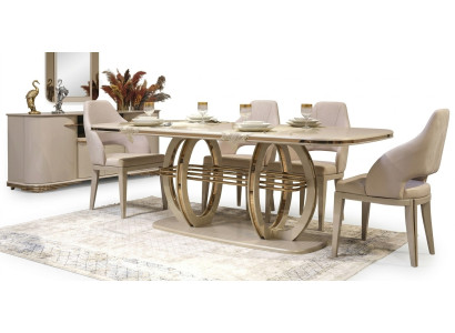 Table à manger Table de salle à manger Meubles de salle à manger Table Bois Or Beige