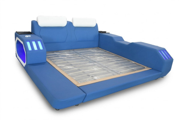 Lits multifonctions design de luxe à LED Bleu lit double hôtel 180x200
