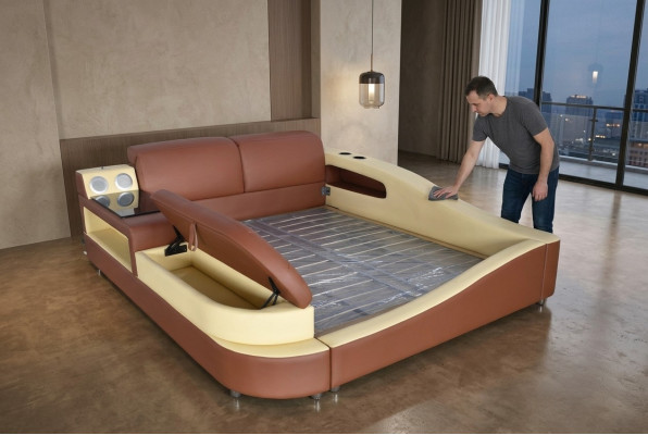 Lit multifonction de luxe Lit double Hôtel Lits Design Mobilier 180x200