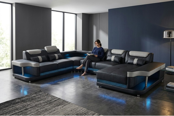 Canapé de luxe Rembourrage Mobilier Paysage vivant Canapés Rembourrage Canapé d'angle Suite d'angle