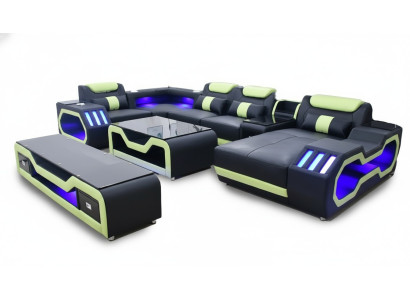 Canapé d'angle en forme de U noir Paysage de vie Canapé Tapisserie Suite d'angle Sofa