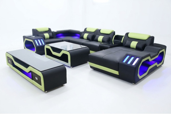 Ensemble de salon en forme de U Canapé d'angle Table basse et meuble TV Moderne nouveau