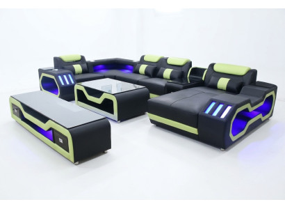 Ensemble de salon en forme de U Canapé d'angle Table basse et meuble TV Moderne nouveau