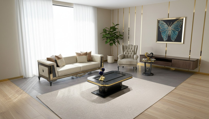 Canapés design Rembourrage Canapés Textile Canapé relax Ensemble de canapé 3+1 places