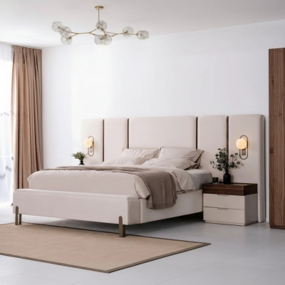 Ensemble de meubles de chambre à coucher complet et luxueux avec lit, banc et 2 tables de nuit 3 pièces