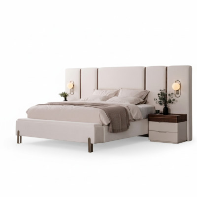 Ensemble de meubles de chambre à coucher complet et luxueux avec lit, banc et 2 tables de nuit 3 pièces