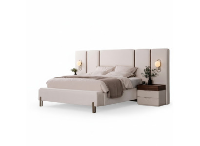 Ensemble de meubles de chambre à coucher complet et luxueux avec lit, banc et 2 tables de nuit 3 pièces