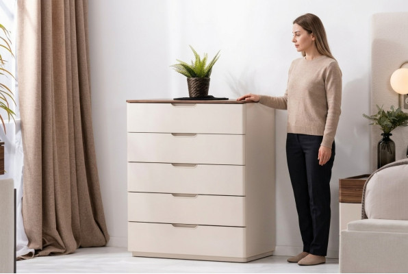 Commode moderne élégante en bois beige