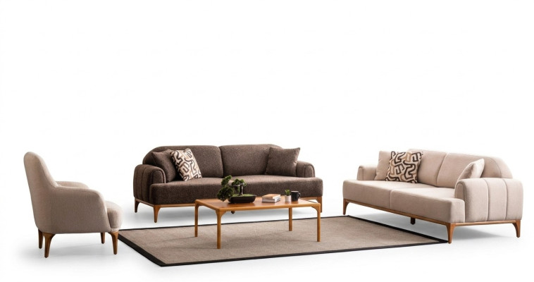Ensemble de canapé moderne beige 3+3+1 place Mobilier de salon Ensemble de luxe Sofa