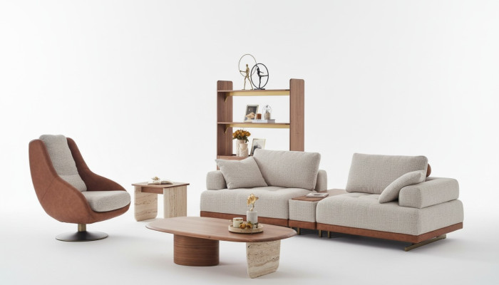 Ensemble de canapé moderne 3+1 places Beige Ensemble de design Canapé de salon Canapé