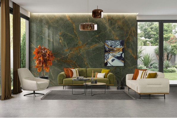 Ensemble de salon design de 2 pièces. Mobilier de luxe, couleur beige, nouveauté moderne.