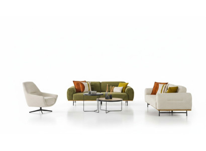 Ensemble de salon design de 2 pièces. Mobilier de luxe, couleur beige, nouveauté moderne.