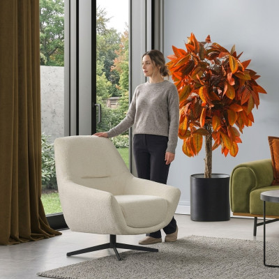 Fauteuil pivotant de luxe beige Style de salon tissu d'ameublement Lounge Club