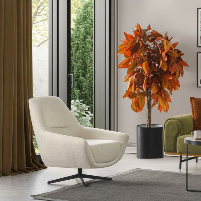 Fauteuil pivotant de luxe beige Style de salon tissu d'ameublement Lounge Club